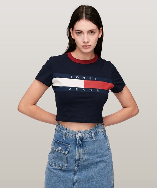 【セール】スリムクロップドブロックTシャツ（Tシャツ/カットソー）｜TOMMY HILFIGER（トミーヒルフィガー）