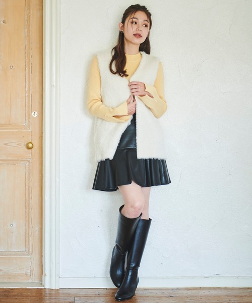 31 Sons de mode（トランテアン　ソン　ドゥ　モード）の「ニットファージレ（ベスト・レディース・オフホワイト/チャコールグレー・フリー）」の17枚目の写真