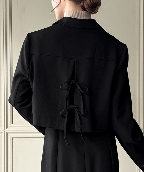 RyuRyu リュリュ テーラードジャケット ワンピース リボン 三点 ７号 SALE50) (5〜15号)カラーMIXツイード×シフォンジョーゼット2点