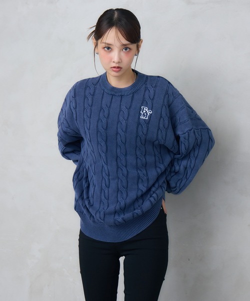 ENVYM(アンビー)の「ピグメントケーブルニット(ニット/セーター・レディース・ブラウン/ネイビー/ブラック・FREE)」の5枚目の写真