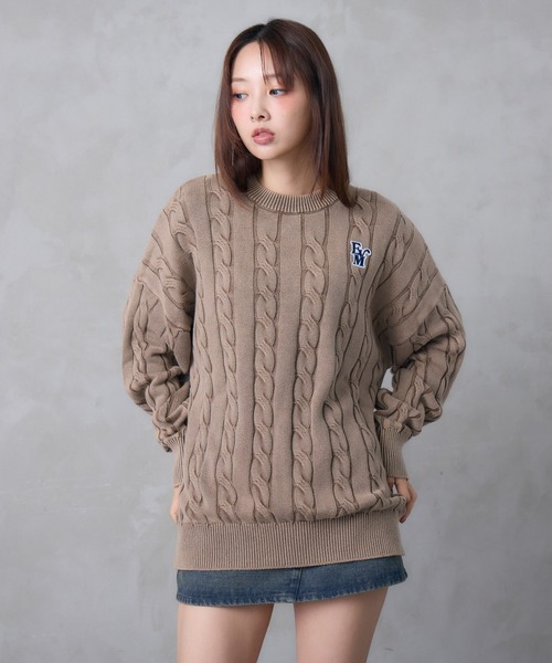 ENVYM(アンビー)の「ピグメントケーブルニット(ニット/セーター・レディース・ブラウン/ネイビー/ブラック・FREE)」の10枚目の写真