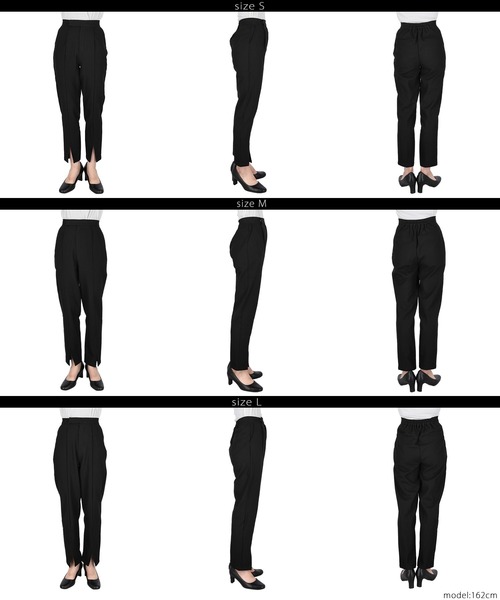 coca（coca）（コカ）の「ウーリッシュツイル フロントスリットテーパードパンツ（スラックス・レディース・ライトベージュ/ブラック/ライトブルー/チャコール・S/M/L）」の7枚目の写真