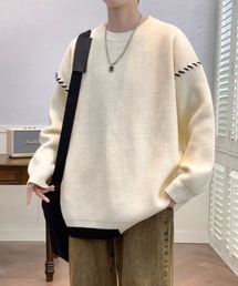 ROOPTOKYO | ステッチデザイン アシンメトリー切り返しデザインニット(ニット/セーター)