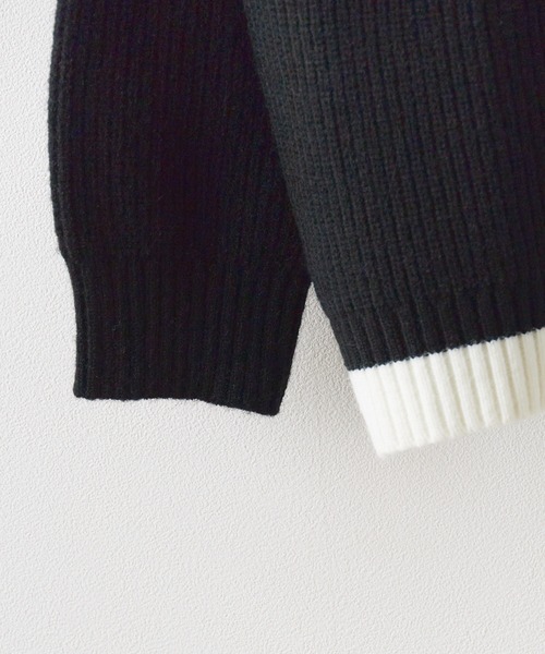 ROOPTOKYO(ループトウキョウ)の「ステッチデザイン アシンメトリー切り返しデザインニット(ニット/セーター・メンズ・ブラック/グレー/ホワイト・M/L/XL)」の6枚目の写真
