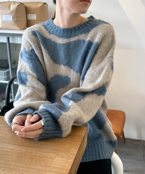 セール】ニュアンス柄シャギーニット（ニット/セーター）｜select MOCA