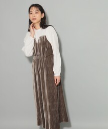 Ray BEAMS | ワッシャー ベロア キリカエ ワンピース(ワンピース)