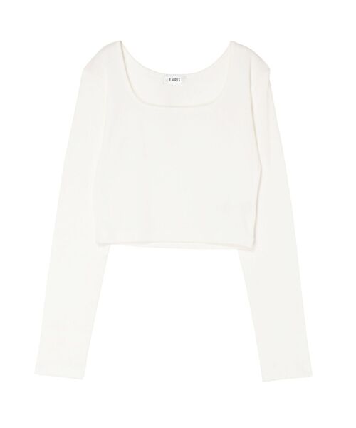 EVRIS（エヴリス）の「スクエアクロップドトップス（Tシャツ/カットソー・レディース・ホワイト/ブラウン/ブルー/ブラック・FREE）」の21枚目の写真