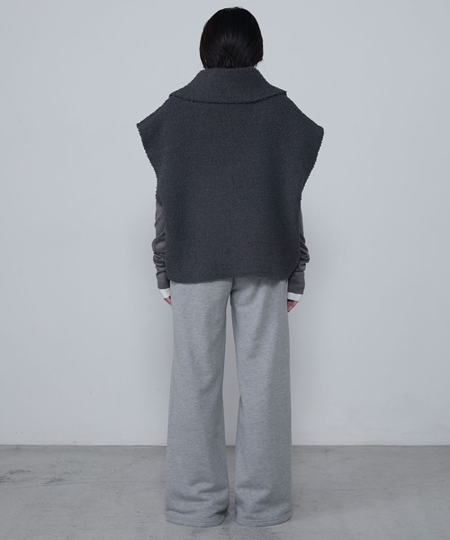 Poodle Double-Zip Over High-Neck Knit Vest / プードルダブルジップ