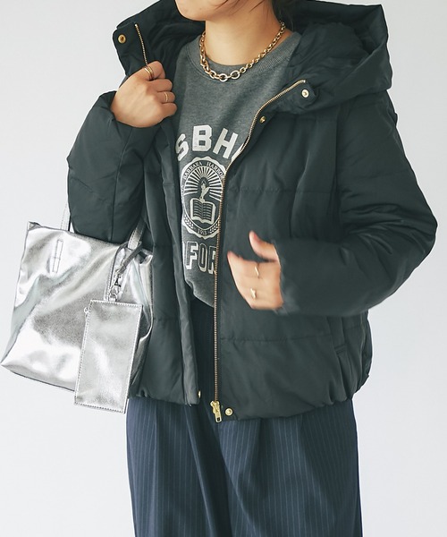 un dix cors（アンディコール）の「ピーチスキンダウン（ダウンジャケット/コート・レディース・ブラック/ベージュ・FREE）」の21枚目の写真