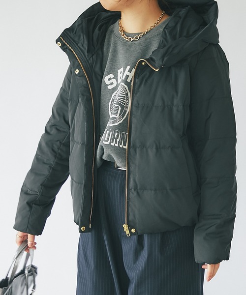 un dix cors（アンディコール）の「ピーチスキンダウン（ダウンジャケット/コート・レディース・ブラック/ベージュ・FREE）」の22枚目の写真