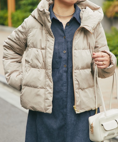 un dix cors（アンディコール）の「ピーチスキンダウン（ダウンジャケット/コート・レディース・ブラック/ベージュ・FREE）」の7枚目の写真