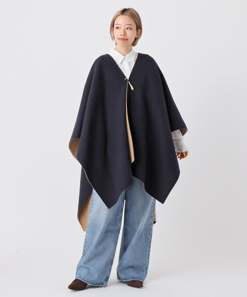 AP STUDIO（エーピーストゥディオ）の「【SYSTEM/システム】ハンドメイドケープ（ポンチョ・レディース・ネイビー・FREE）」の3枚目の写真