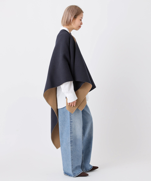 AP STUDIO（エーピーストゥディオ）の「【SYSTEM/システム】ハンドメイドケープ（ポンチョ・レディース・ネイビー・FREE）」の4枚目の写真