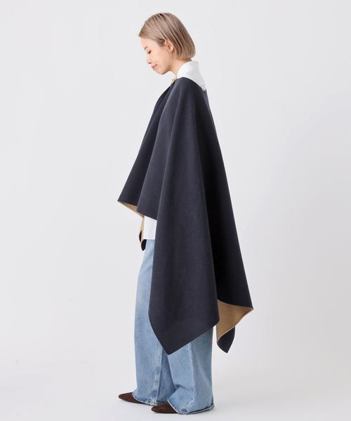 AP STUDIO（エーピーストゥディオ）の「【SYSTEM/システム】ハンドメイドケープ（ポンチョ・レディース・ネイビー・FREE）」の5枚目の写真