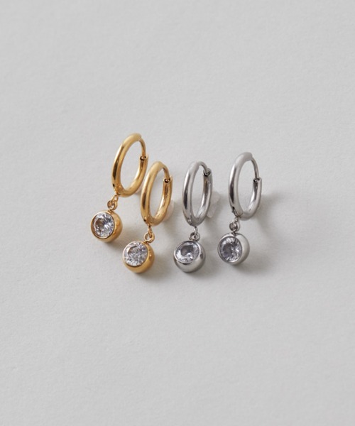 ciite' surgical stainless(シーテサージカルステンレス)の「【 金属アレルギー対応 】 ビジューフープピアス サージカルステンレス (両耳用)(ピアス(両耳用)・レディース・ゴールド/シルバー・FREE)」の1枚目の写真