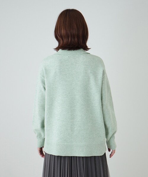 SHOO・LA・RUE（シューラルー）の「【S－LL】スキッパー衿付きニット（ニット/セーター・レディース・ダークグレー/ベージュ/グリーン系・04/03/02/01）」の18枚目の写真