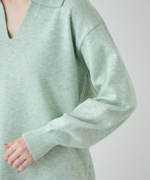 SHOO・LA・RUE（シューラルー）の「【S－LL】スキッパー衿付きニット（ニット/セーター・レディース・ダークグレー/ベージュ/グリーン系・04/03/02/01）」の20枚目の写真