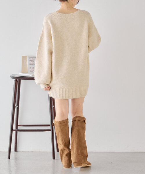 美脚見せ】スクエアトゥカバーロングブーツ（ブーツ）｜Chico