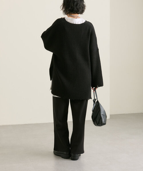 ear PAPILLONNER(イアパピヨネ)の「ダメージニット【SUM1 STYLE(スミスタイル)】(ニット/セーター・レディース・ボルドー/ブラック・FREE)」の12枚目の写真