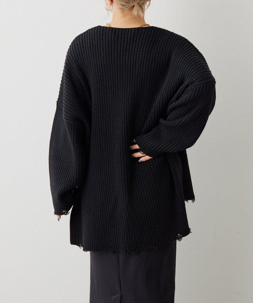 ear PAPILLONNER(イアパピヨネ)の「ダメージニット【SUM1 STYLE(スミスタイル)】(ニット/セーター・レディース・ボルドー/ブラック・FREE)」の16枚目の写真