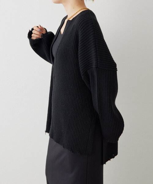 ear PAPILLONNER(イアパピヨネ)の「ダメージニット【SUM1 STYLE(スミスタイル)】(ニット/セーター・レディース・ボルドー/ブラック・FREE)」の17枚目の写真