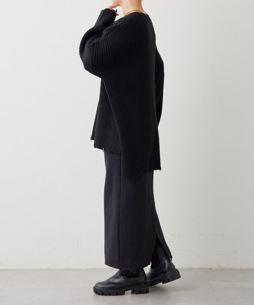 ear PAPILLONNER(イアパピヨネ)の「ダメージニット【SUM1 STYLE(スミスタイル)】(ニット/セーター・レディース・ボルドー/ブラック・FREE)」の22枚目の写真
