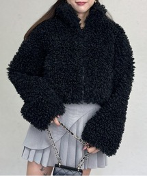 プードルボアルーズシルエットダブルジップショート丈ブルゾン