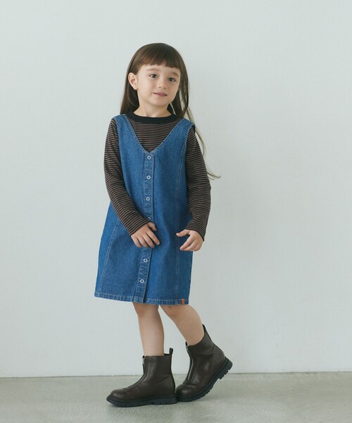 UNIVERSAL OVERALL（ユニバーサルオーバーオール）の「【別注】＜UNIVERSAL OVERALL＞TJ デニム 2WAYジャンパースカート / キッズ  100cm-130cm（ワンピース・キッズ・ダークグレー/コバルトブルー・XS(100-110cm)/S(120-130cm)）」の2枚目の写真