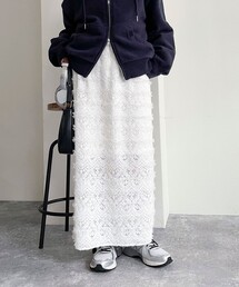 起毛レースタイトスカート