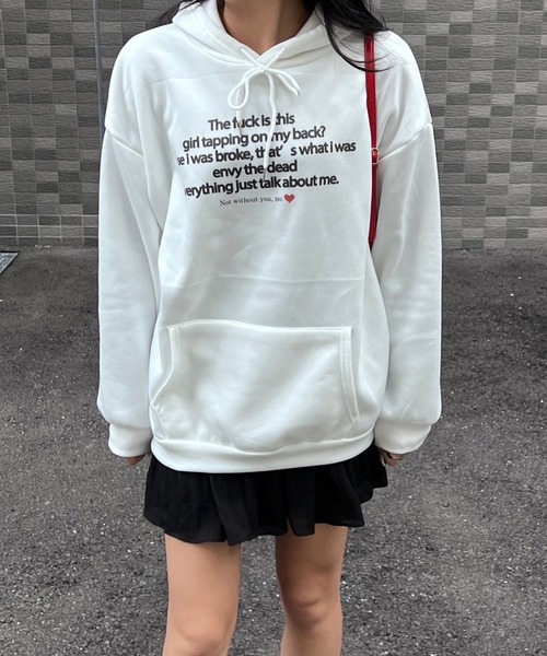 merrylatte（メリーラテ）の「韓国っぽテキストパーカー（パーカー・レディース・ホワイト・MEDIUM/LARGE）」の7枚目の写真