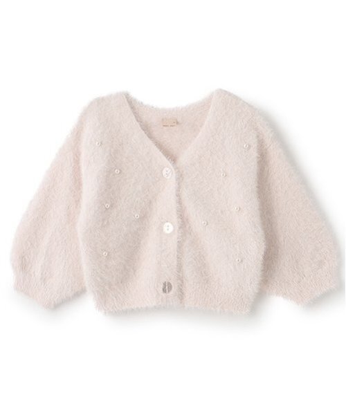 petit main（プティマイン）の「【リンク】シャギーニットカーディガン(キッズ)（カーディガン/ボレロ・キッズ・グレー/ライトピンク/アイボリー・M/S/L）」の3枚目の写真