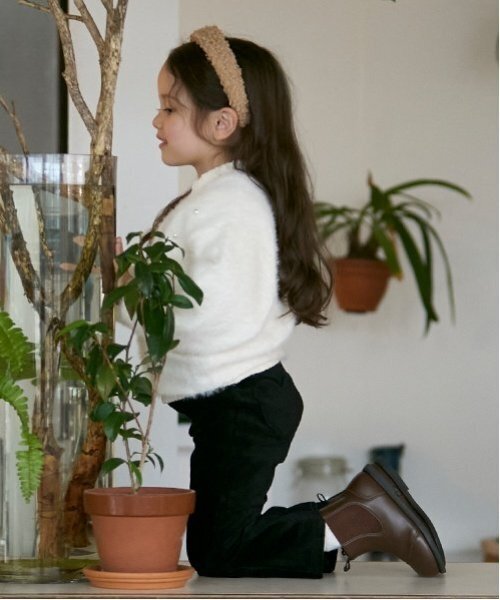 petit main（プティマイン）の「【リンク】シャギーニットカーディガン(キッズ)（カーディガン/ボレロ・キッズ・グレー/ライトピンク/アイボリー・M/S/L）」の8枚目の写真