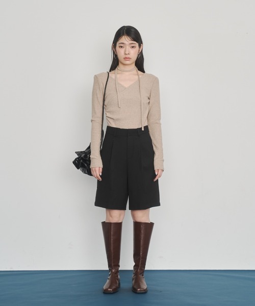 Happy John（ハッピージョン）の「basic half pants/ベーシックハーフパンツ（その他パンツ・レディース・ブラック/ベージュ・SMALL/MEDIUM）」の16枚目の写真