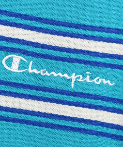 Champion（チャンピオン）の「【Champion/チャンピオン】キッズ ベーシック ボーダーショートスリーブTシャツ（Tシャツ/カットソー・キッズ・ブルー系その他2/ダークネイビー/ピンク系1・160/150/140/130/110/100/120）」の4枚目の写真