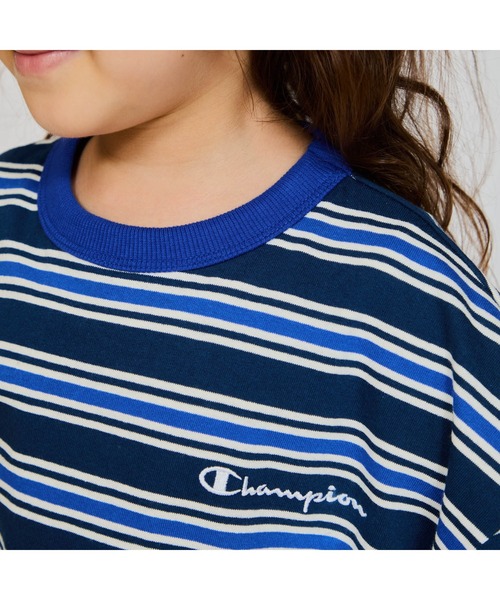 Champion（チャンピオン）の「【Champion/チャンピオン】キッズ ベーシック ボーダーショートスリーブTシャツ（Tシャツ/カットソー・キッズ・ブルー系その他2/ダークネイビー/ピンク系1・160/150/140/130/110/100/120）」の14枚目の写真