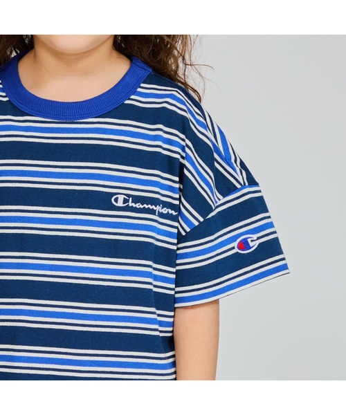 Champion（チャンピオン）の「【Champion/チャンピオン】キッズ ベーシック ボーダーショートスリーブTシャツ（Tシャツ/カットソー・キッズ・ブルー系その他2/ダークネイビー/ピンク系1・160/150/140/130/110/100/120）」の15枚目の写真