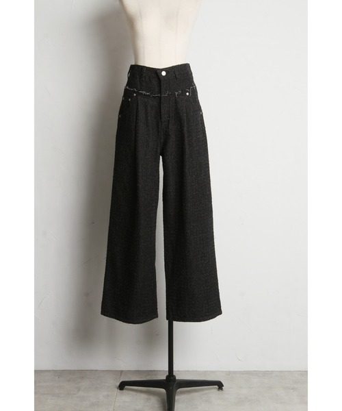 &. NOSTALGIA（アンドドットノスタルジア）の「【ZOZO限定】クラッシュデニムタックパンツ（デニムパンツ・レディース・インディゴブルー/ブラック・M）」の3枚目の写真