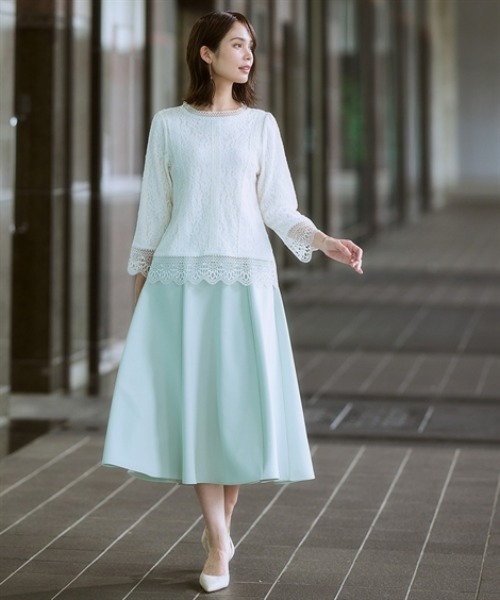 7days Life Styling(セブンデイズライフスタイリング)の「総レース8分袖ブラウス カットソー裏地付(シャツ/ブラウス・レディース・ブラック/アイボリー・M/S/3L/LL/L/4L/5L)」の3枚目の写真