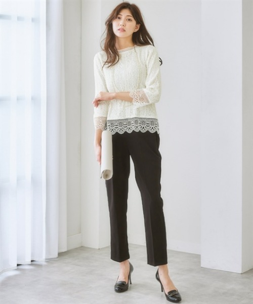7days Life Styling(セブンデイズライフスタイリング)の「総レース8分袖ブラウス カットソー裏地付(シャツ/ブラウス・レディース・ブラック/アイボリー・M/S/3L/LL/L/4L/5L)」の8枚目の写真