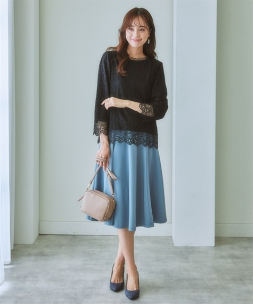 7days Life Styling(セブンデイズライフスタイリング)の「総レース8分袖ブラウス カットソー裏地付(シャツ/ブラウス・レディース・ブラック/アイボリー・M/S/3L/LL/L/4L/5L)」の19枚目の写真