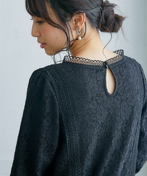 7days Life Styling(セブンデイズライフスタイリング)の「総レース8分袖ブラウス カットソー裏地付(シャツ/ブラウス・レディース・ブラック/アイボリー・M/S/3L/LL/L/4L/5L)」の20枚目の写真