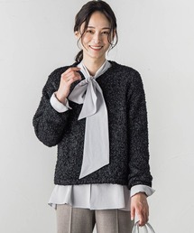 Vネックラメモールニットプルオーバー≪手洗い可能≫