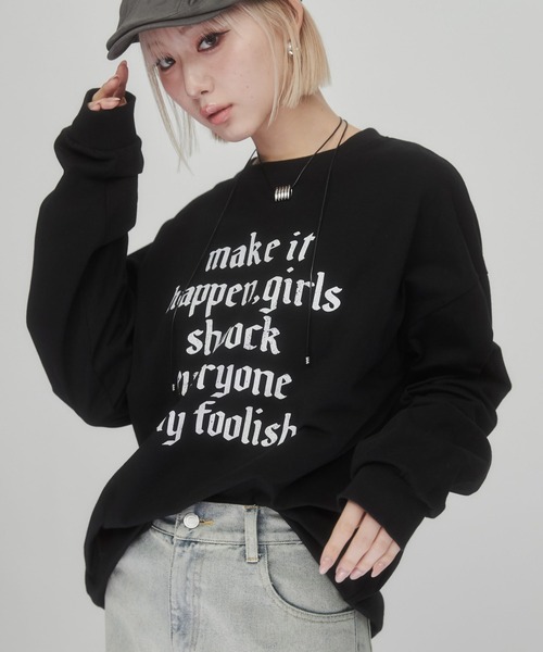 ENVYM（アンビー）の「ロゴプリントビッグロンT（Tシャツ/カットソー・レディース・ホワイト/ブラック・FREE）」の2枚目の写真