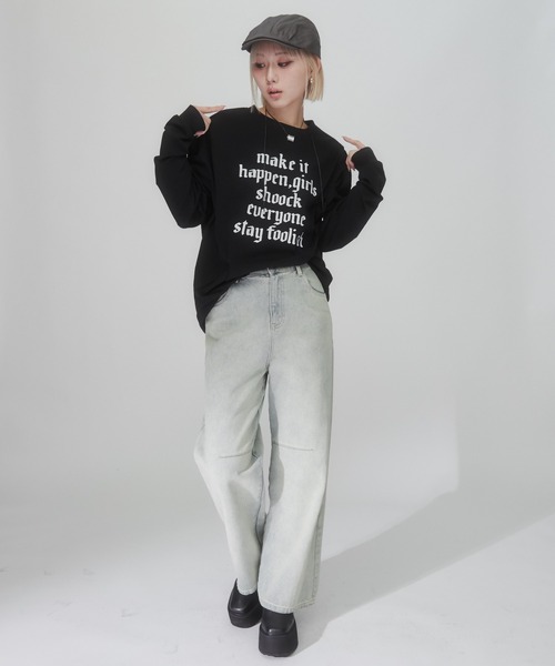 ENVYM（アンビー）の「ロゴプリントビッグロンT（Tシャツ/カットソー・レディース・ホワイト/ブラック・FREE）」の14枚目の写真