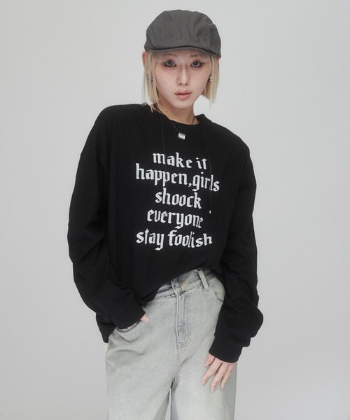 ENVYM（アンビー）の「ロゴプリントビッグロンT（Tシャツ/カットソー・レディース・ホワイト/ブラック・FREE）」の3枚目の写真