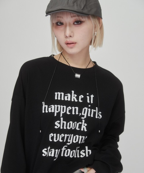 ENVYM（アンビー）の「ロゴプリントビッグロンT（Tシャツ/カットソー・レディース・ホワイト/ブラック・FREE）」の9枚目の写真