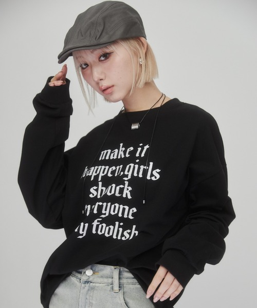 ENVYM（アンビー）の「ロゴプリントビッグロンT（Tシャツ/カットソー・レディース・ホワイト/ブラック・FREE）」の12枚目の写真