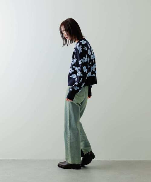 SENSE OF PLACE by URBAN RESEARCH（センスオブプレイスバイアーバンリサーチ）の「フラワージャガードカーディガン（カーディガン/ボレロ・レディース・ブラック系その他/ブルー系その他/グレー系その他・ONE）」の8枚目の写真