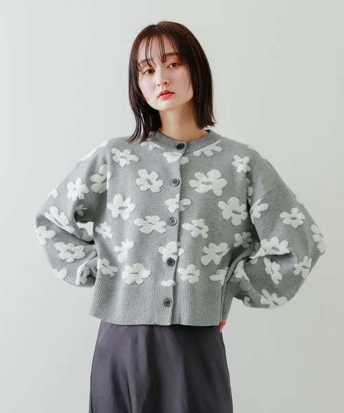 SENSE OF PLACE by URBAN RESEARCH（センスオブプレイスバイアーバンリサーチ）の「フラワージャガードカーディガン（カーディガン/ボレロ・レディース・ブラック系その他/ブルー系その他/グレー系その他・ONE）」の17枚目の写真