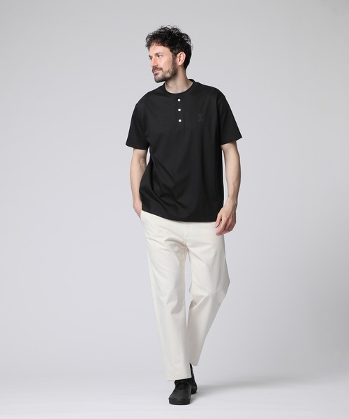 シルケットスムース ヘンリーネック Tシャツ（Tシャツ/カットソー 